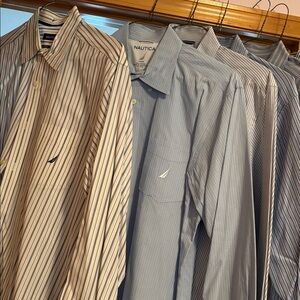 Nautica Men's Light Blue Pinstripe Dress Shirt -6